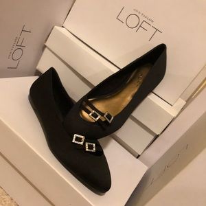 Loft black satin flats